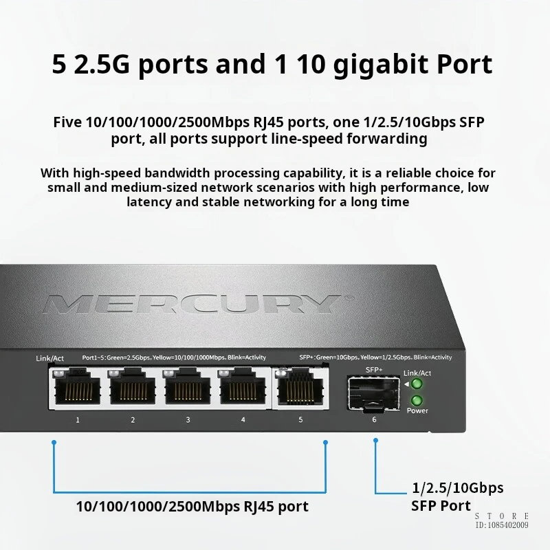 MERCURY 5 포트 2.5G 스위치, 2500mbps Rj45, 5 * 2.5GE + 1 * SFP + 포트, 네트워크 허브 및 스플리터, 플러그 앤 플레이, 10g Sfp 스위치, SE106