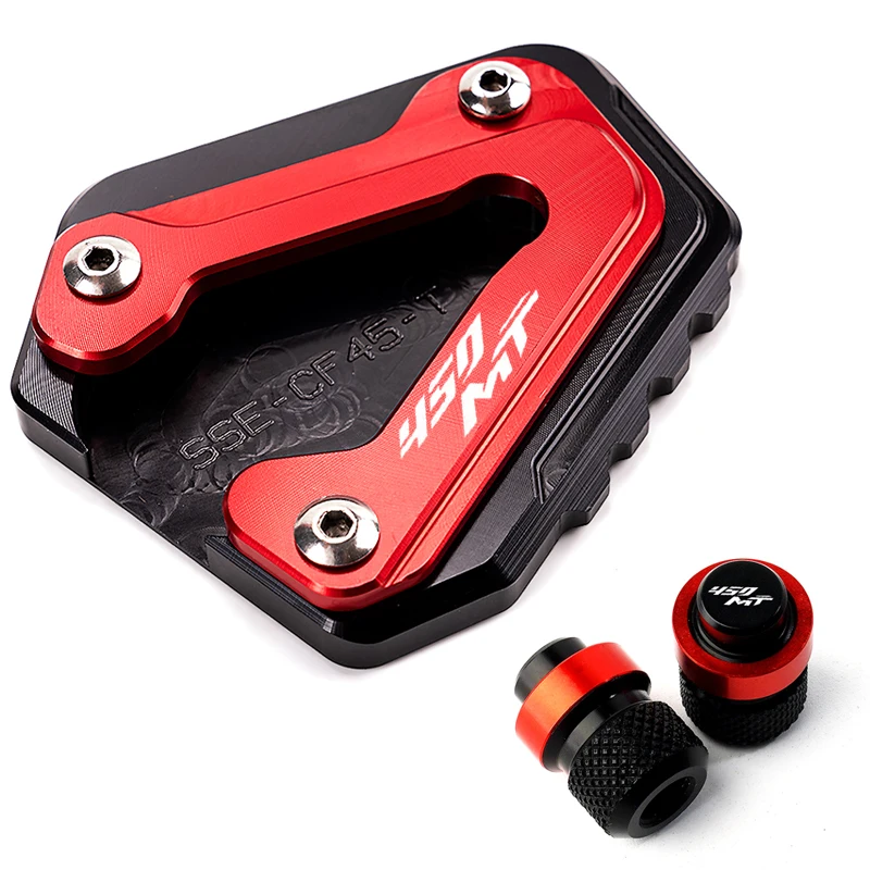 Motorcycle Accessories Kickstand Foot Stand Enlarger Pad & Tire Valve Caps