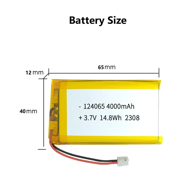 3.7V 4000mAh 124065 Batteria ai polimeri di litio Lipo Li-Polymer Batterie per scaldamani Tablet Dispositivi medici Fotocamera Smart Lock - Image 6