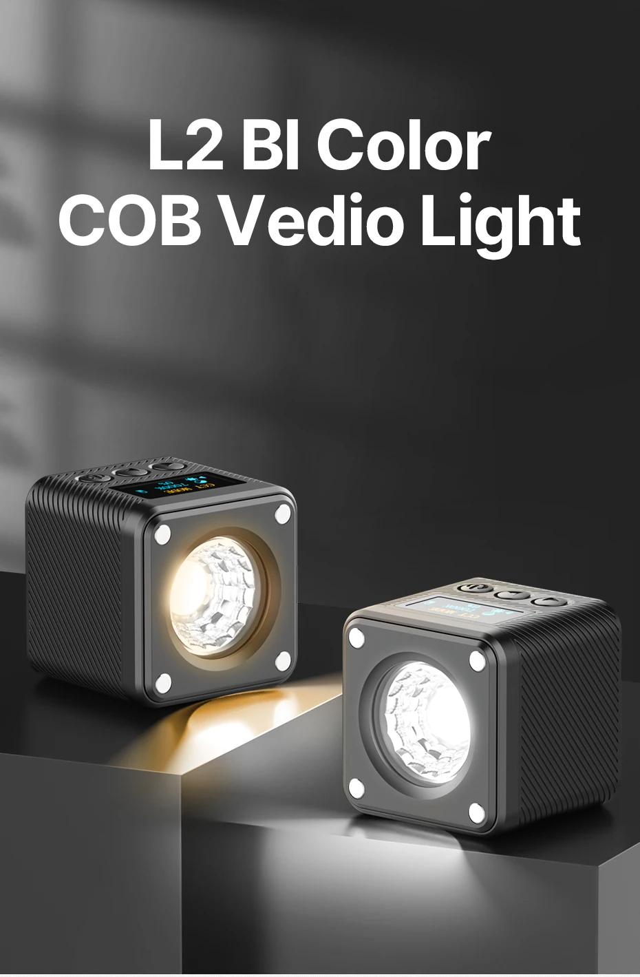L2 Bi Color COB Mini Video Light Dimmable 2700K-7000K Camera Light CRI 95+ LED P