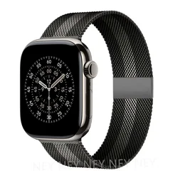Elegant Milanese Loop Watch Strap - Stainless Steel Mesh Bracelet - 42 44 45 49 S11 - 46mm (Black gray 28)