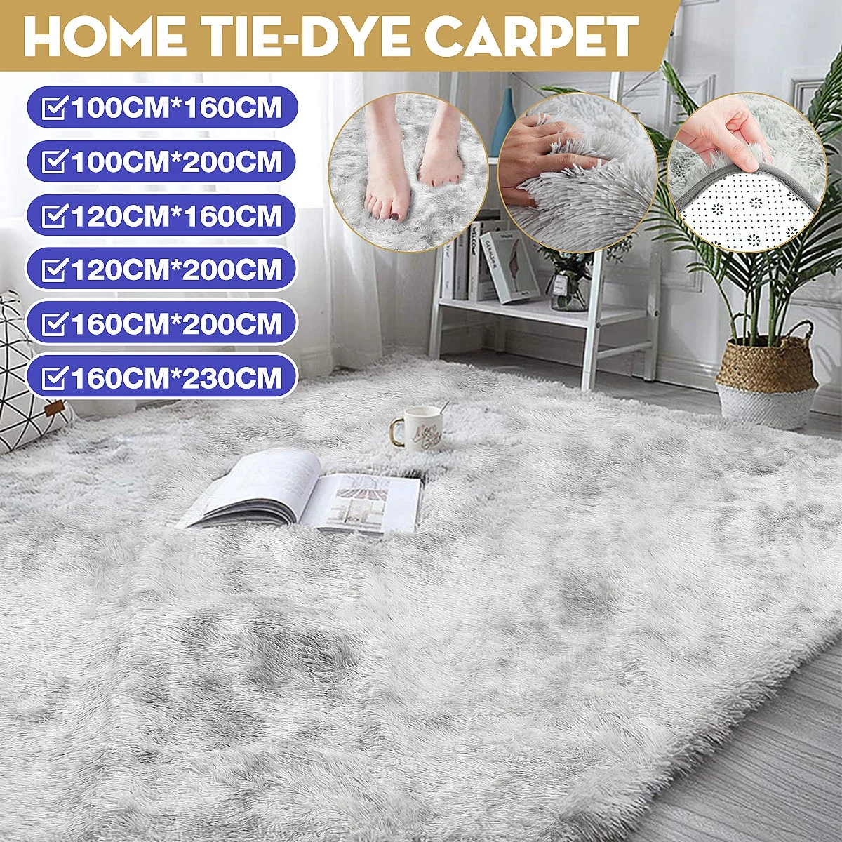 200*180cm Large Plush Carpet Living Room Decoration Fluffy Rug Thick  Bedroom Carpets Anti-slip Floor Soft Lounge Rugs Solid Mat - AliExpress