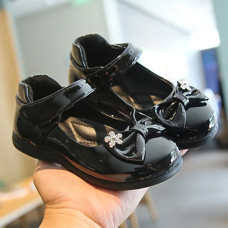 Black PU Leather Kids Mary Janes Shoes for Girls