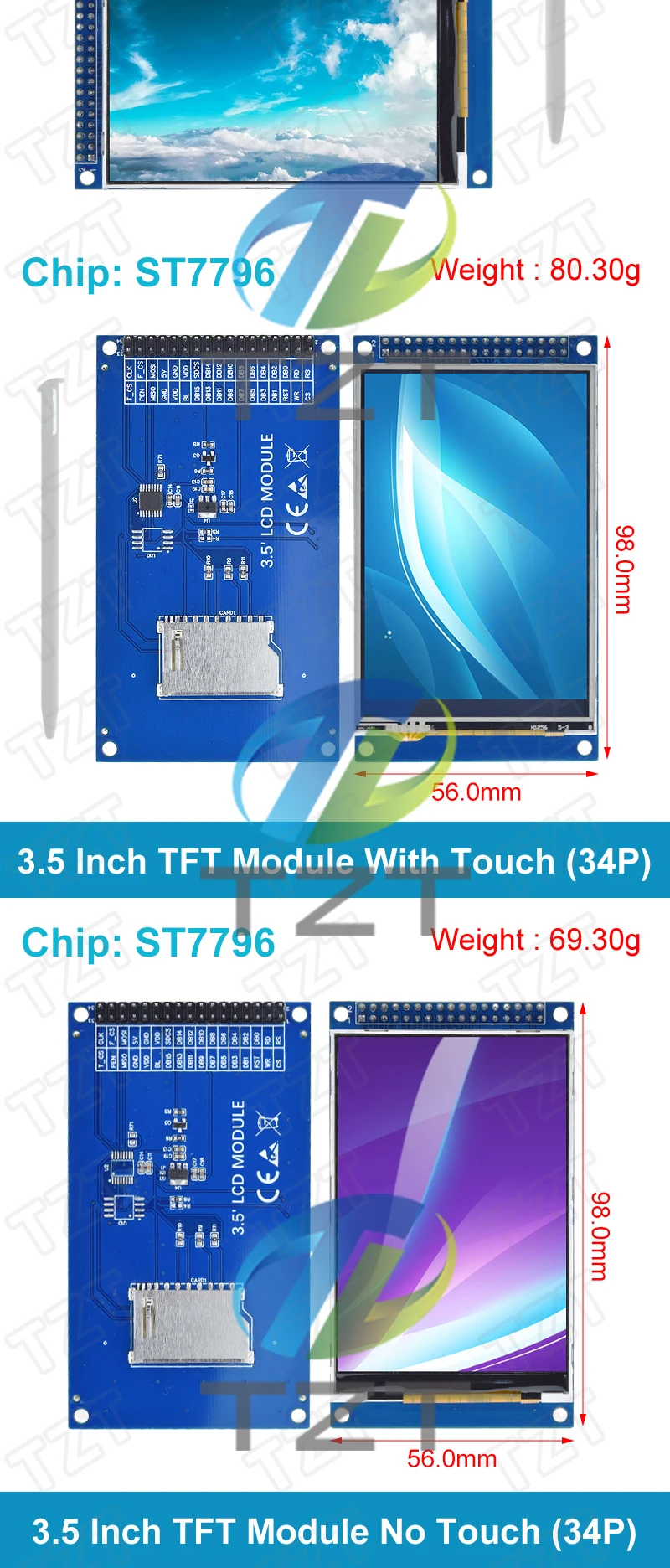 3,5 Zoll 3,5 Zoll TFT LCD Touch Screen Modul 480x320 ST7796U ILI9486 LCD Display für Arduino UNO MEGA2560 Board mit/ohne Touch – Detail 18