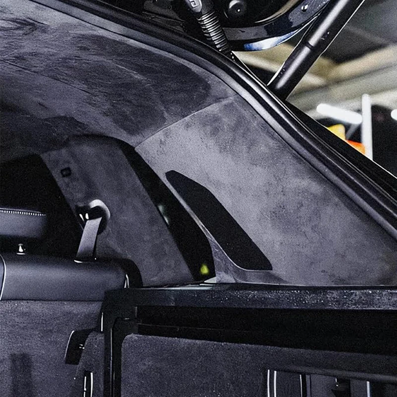 Suede Fabric Wrap Microfiber Fabric Self-Adhesive Suede Look for Car Interior Black Film Sticker DIY Elastic Peel Stretch