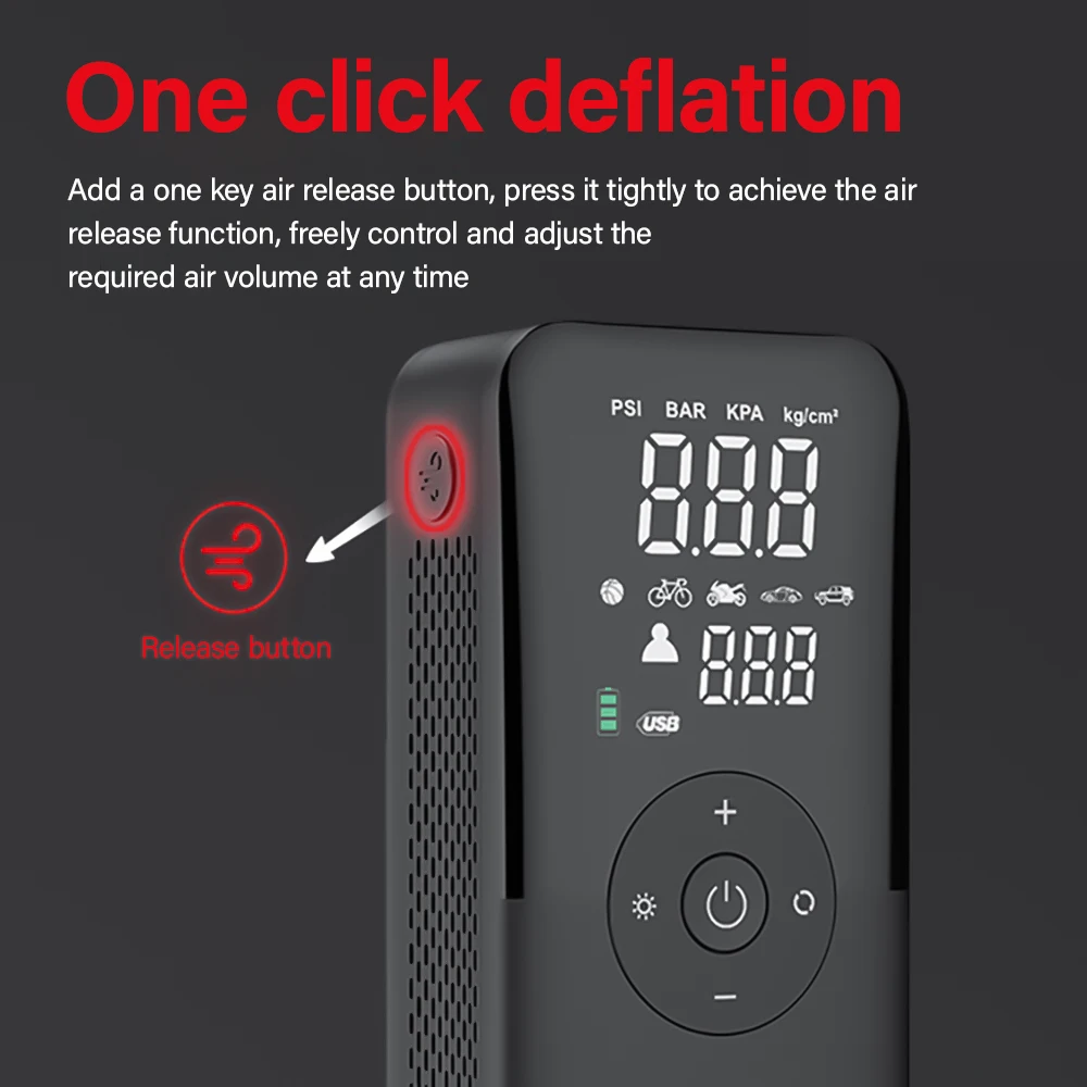 CARSUN Portable Rechargeable Tire Inflator – Digital Air Compressor 4