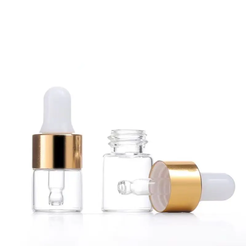 Mini Glass Bottles 20pcs Mini Dropper Bottles Glass Empty Essential Oil Aromatherapy Bottles Gold Cap Pipettes 1ml 2ml 3ml 5ml