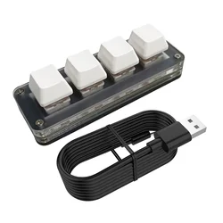 RGB Backlit Mini Mechanical Keyboard with Red Switches for Gamers, Designers, and Video Editors (White 4 Keys)