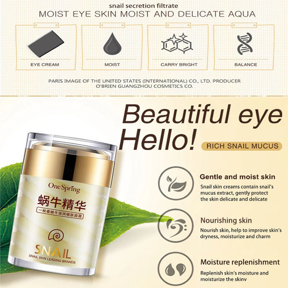 Face Cream Snail Face Cream Serum Whitening Face Cream Anti Wrinkles Eye Bags Korean Skin Care Products Collagen 60G