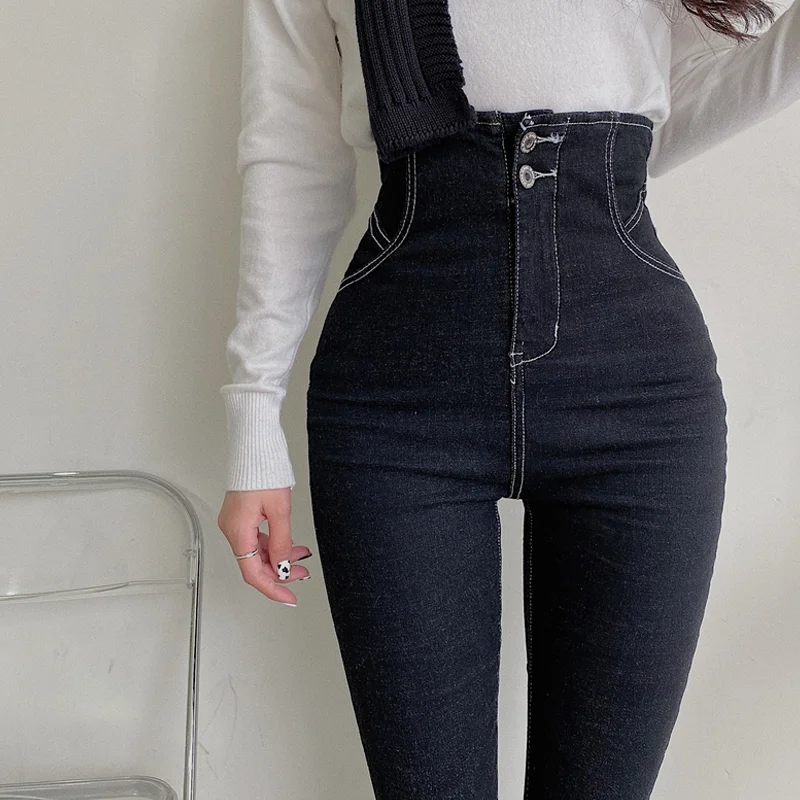 

Женские узкие джинсы на пуговицах, винтажные черные эластичные джинсовые брюки-карандаш с завышенной талией, пикантные брюки, весна-лето 2023
