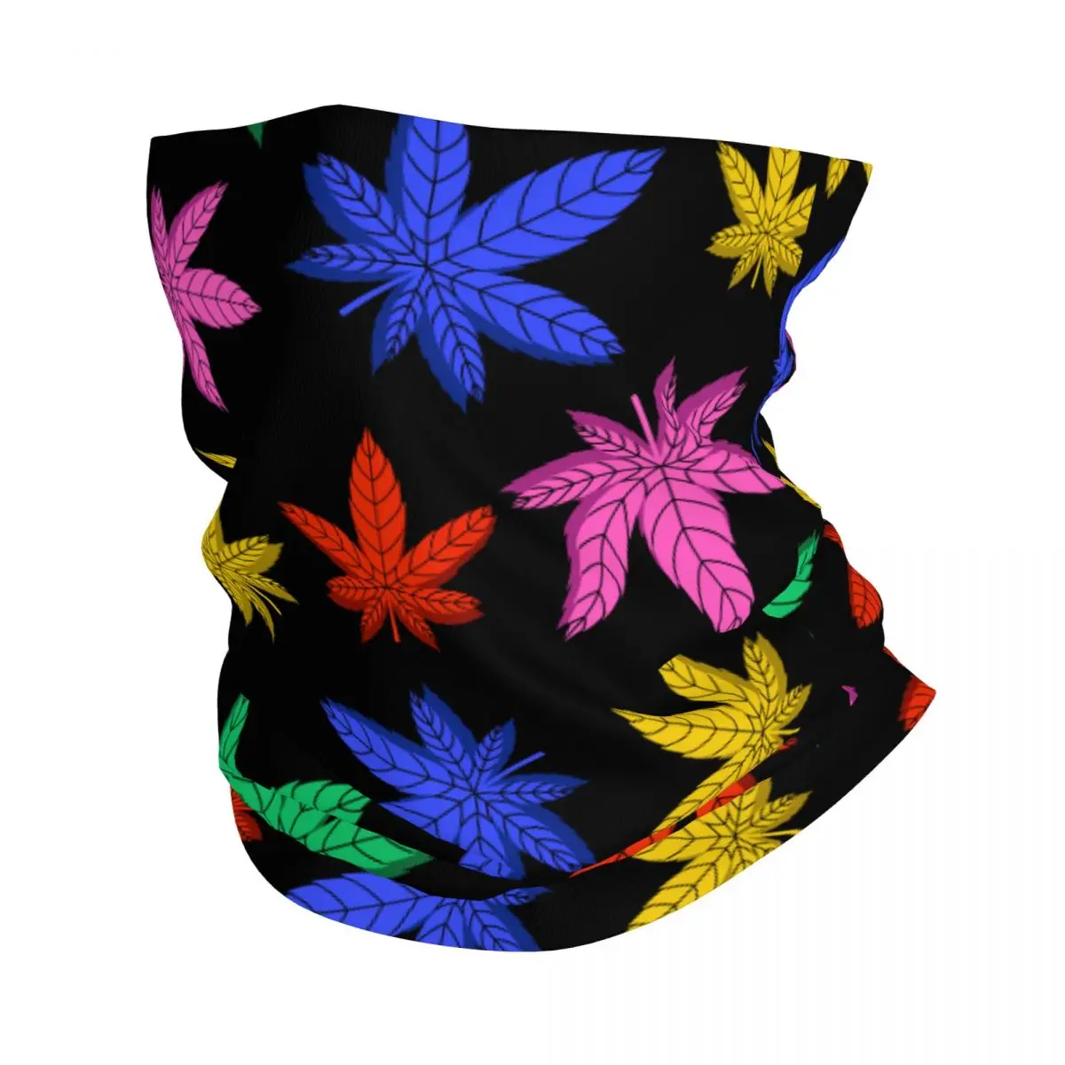 

Cannabis Leaf Bandana Neck Cover Colorful Leaves Floral Balaclavas Face Scarf Warm Headwear Running for Men Women Washable