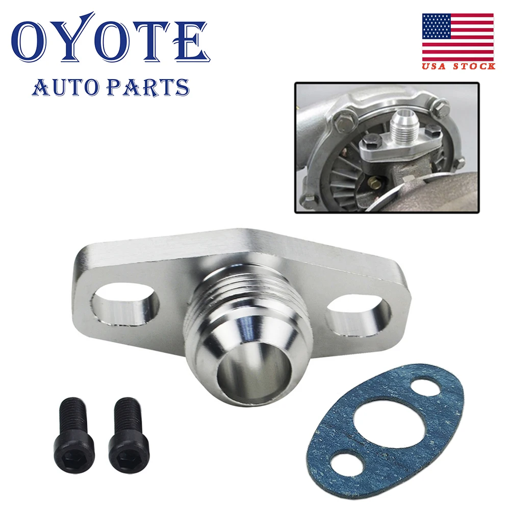 Oyote An10 Adattatore Flangia Ritorno/Scarico Olio Turbo Con Bulloni M8X1.25Mm 2 Pezzi Per Garrett Gt28 Gt30 Gt35 T25