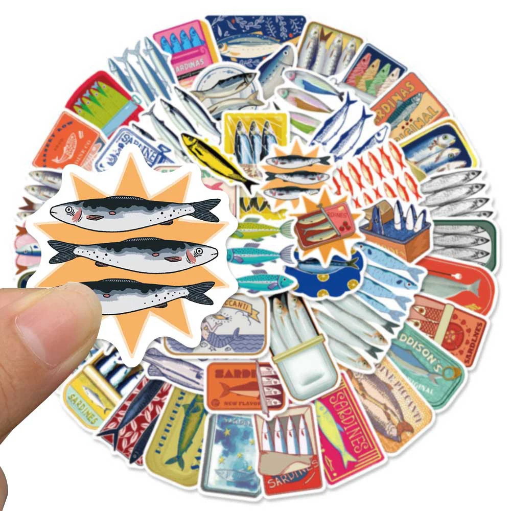 10/30/50개 빈티지 정어리 캔 그래피티 스티커 지중해 감성 데칼 DIY 노트북 전화 문구 장식 스티커