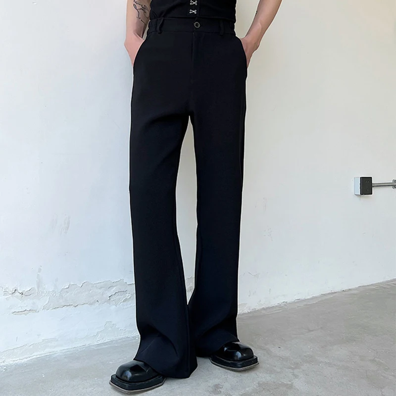 Men Wide Leg Pants Korean Fashion Leisure Bell Bottoms Personality Style Versatile Trend Solid Color Simple Trousers