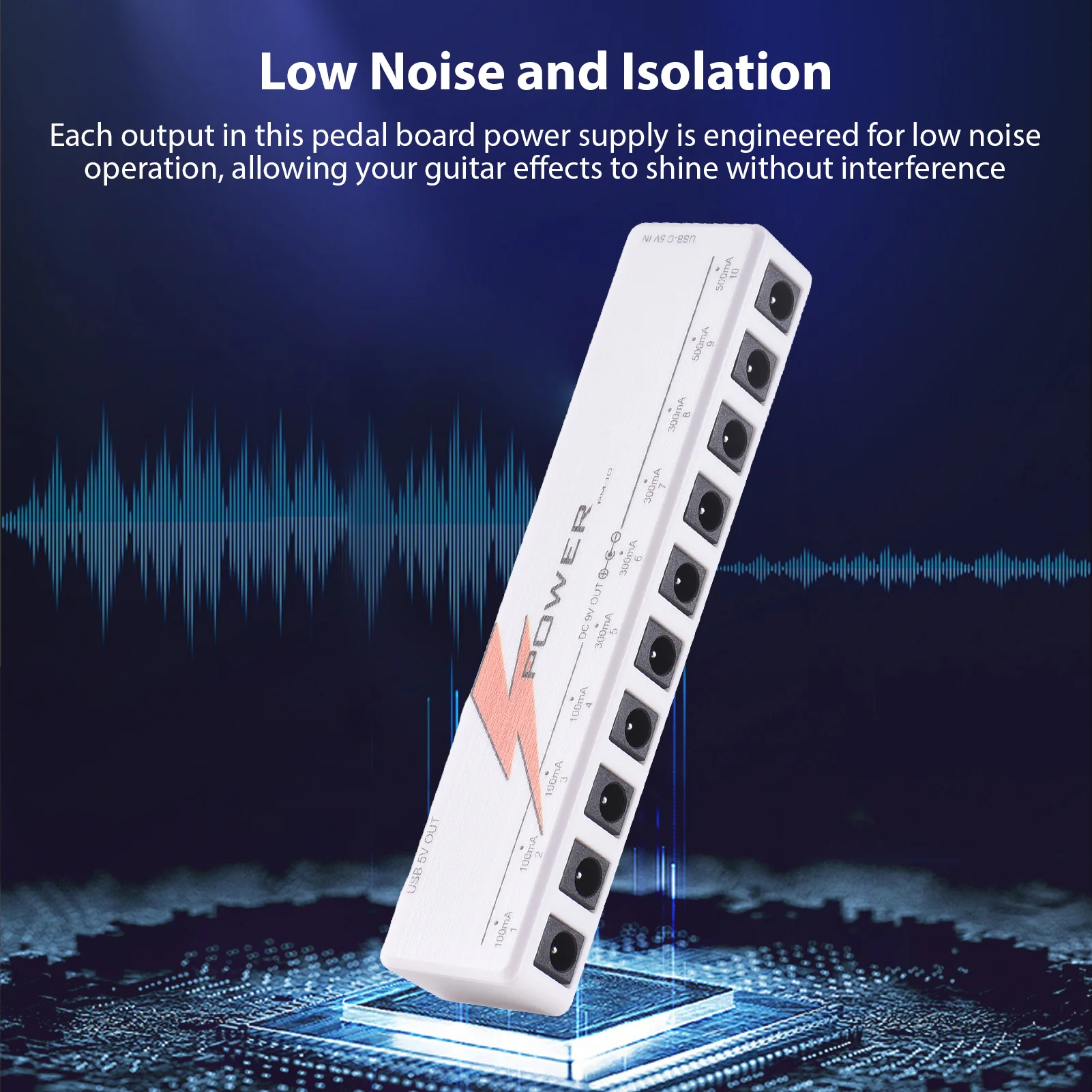 10-Channel Guitar Pedal Power with Independent Short Circuit Protection LED Power Indicator Pedal for Guitar Effect