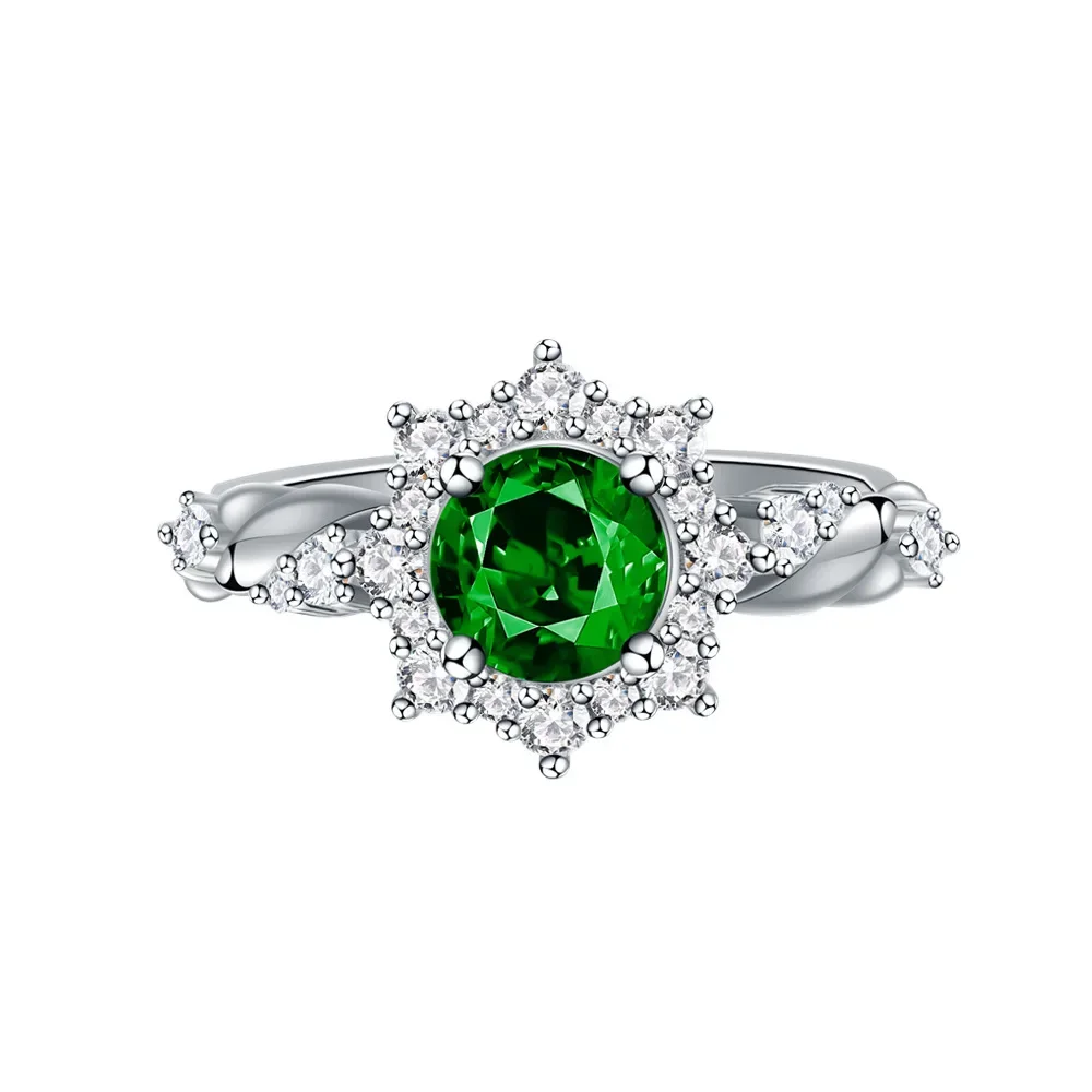 

2022 New Product Four Claw Inlaid Diamond Ring 6mm Colorful Diamond Silver Ring for Women