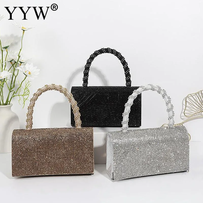 Woman Evening Bag Diamond Rhinestone Clutch Luxury Fashion Wallet Wedding Purse Party Banquet Silver Handbags Clutches Tote