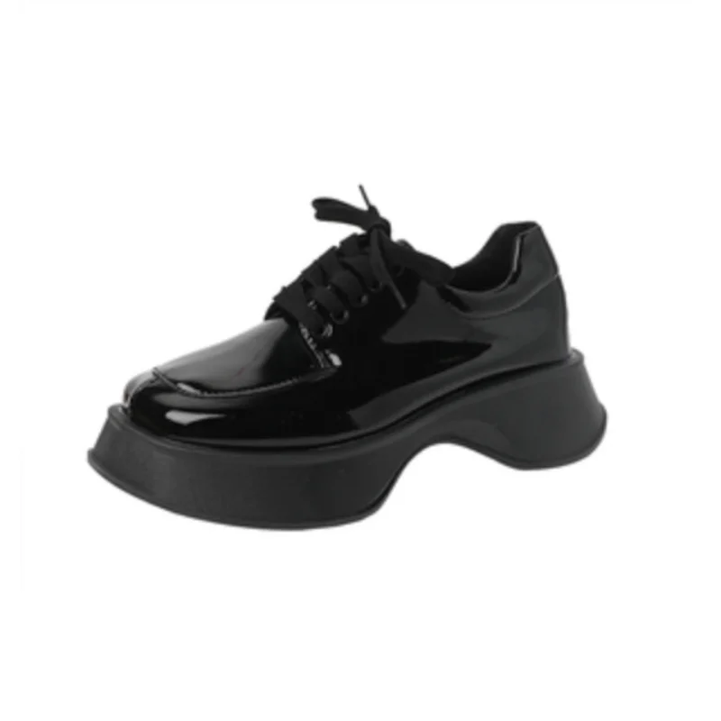 Platform Leather Shoes Women Mary Jane 2022 New Autumn New Fashion Lace-up Thin Pumps British Style Korean Style Ins Fashion