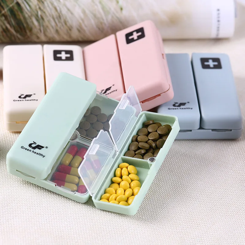 plastic totes Mini Organizer Case 4 Grids Pill Box Square Portable Travel Medicine Storage Pill Case Organizer Drug Container Tablet Dispenser plastic bins