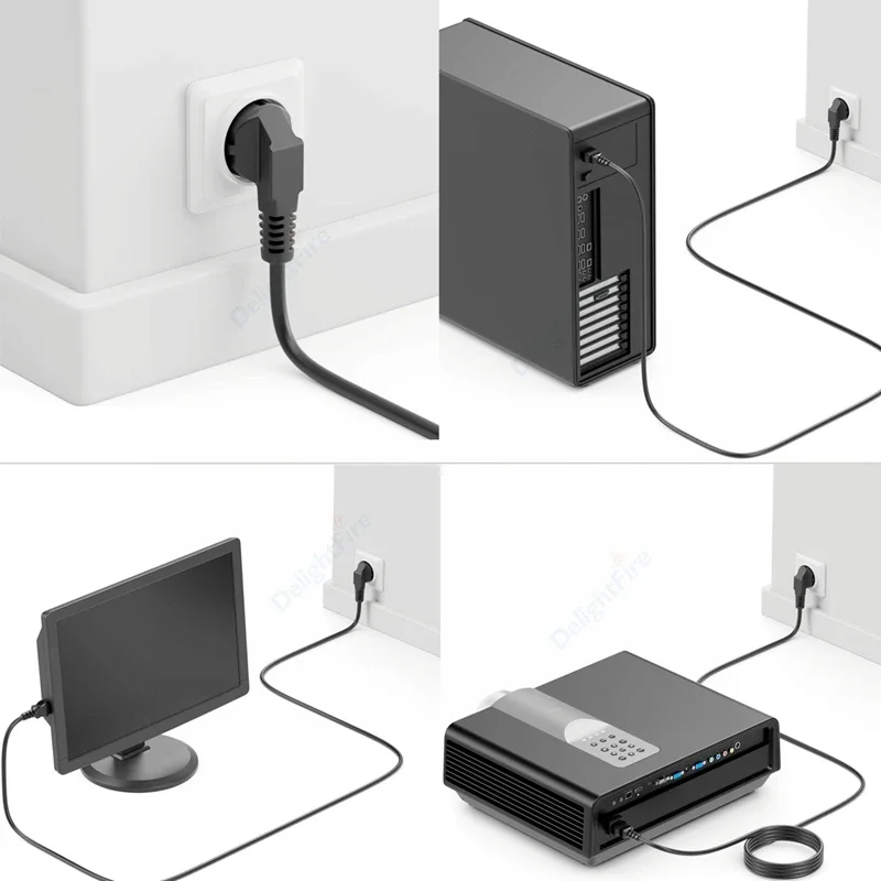 PC Power Cable 1.2/1.5/5/10m EU Schuko IEC C13 Power Supply Cord For Samsung Dell PC Computer Monitor Printer AC Adapter Project power extension cord