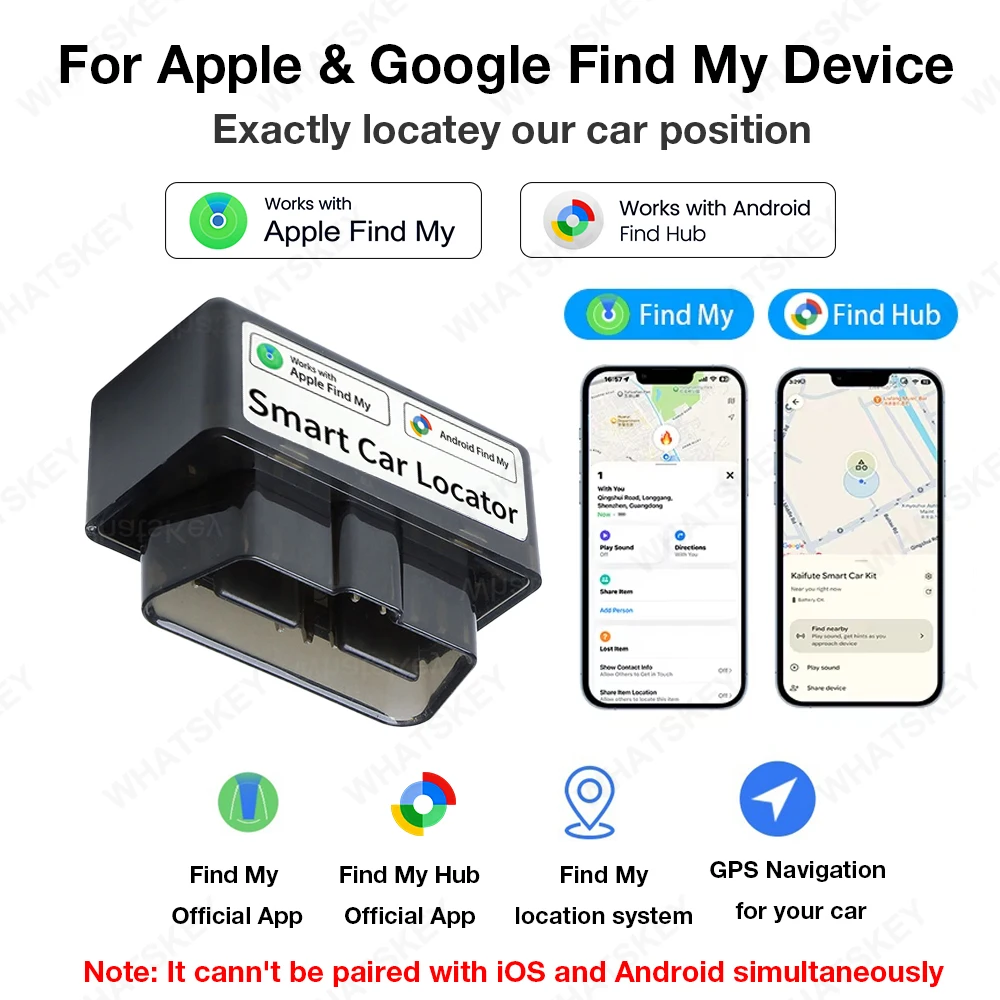 Mini Localizzatore GPS OBD per Auto con Funzione Trova Dispositivo iOS o Google, Smart Tag per Monitoraggio e Tracciamento Veicoli Anti-smarrimento