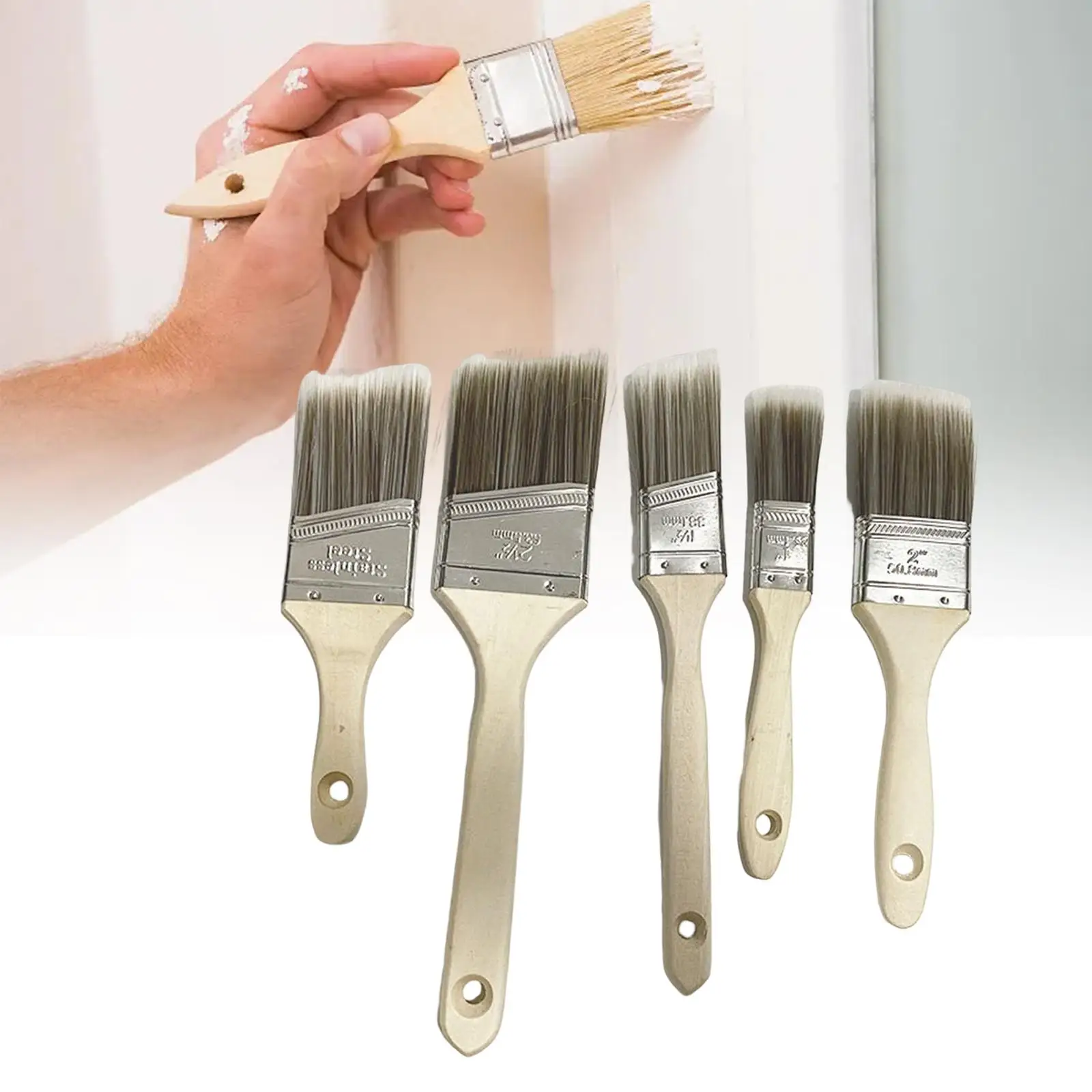

5 Pieces Paint Brushes House Paint Brush Oil Painting Brushes Art Paint Brushes for Nursery Room Decks Baseboards Outdoor Decks