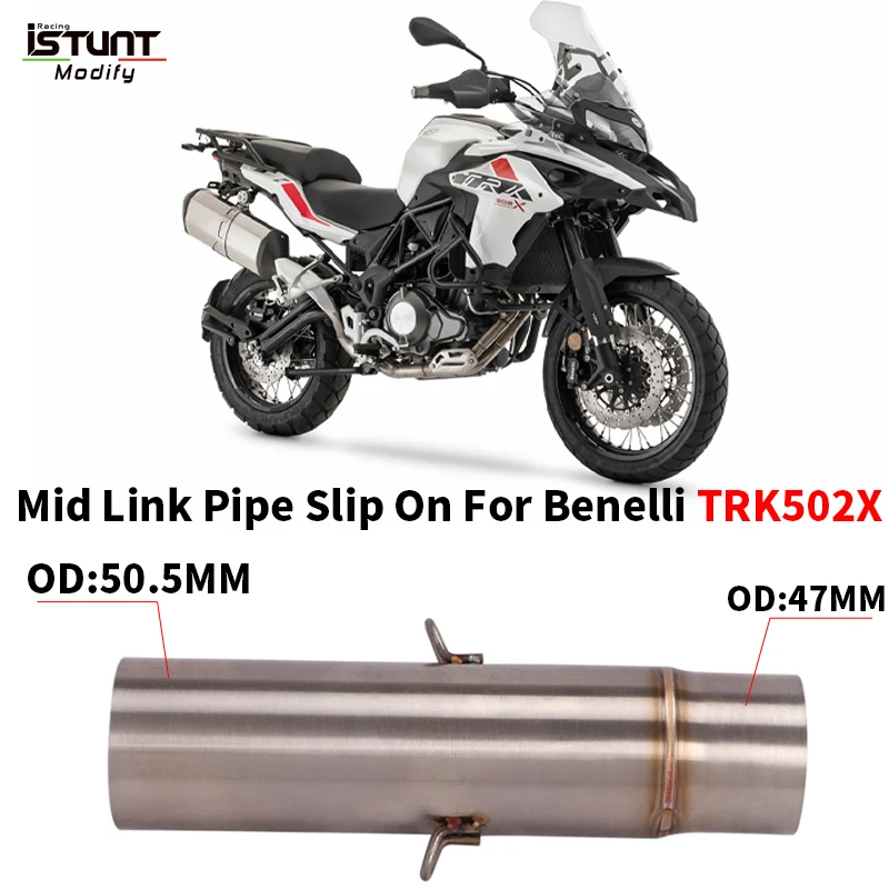 Scarico Moto Tubo In Acciaio Inox Fuga Tubo Di Collegamento Centrale Modificato 51Mm Slip On Per Benelli Trk 502X Trk502X