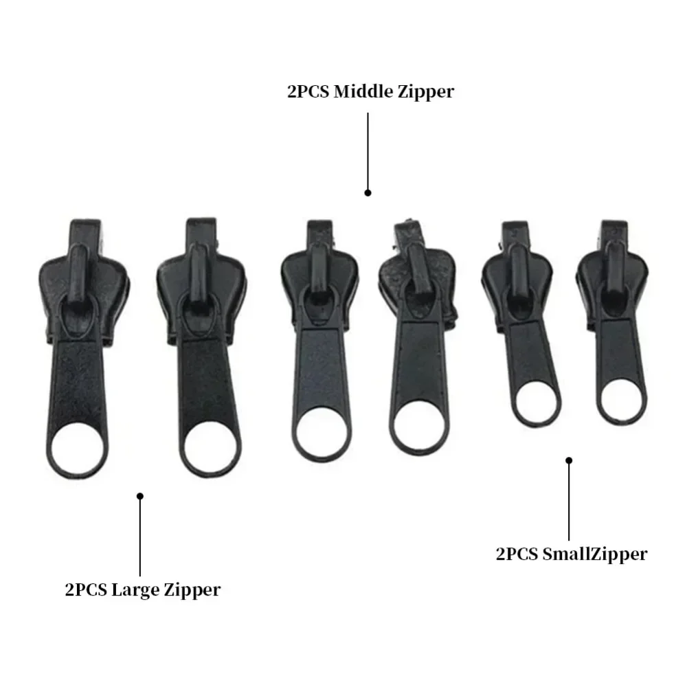 6pcs Instant Zipper Universal Instant Fix Zipper Repair Kit Replacement Zip Slider Teeth Rescue New Design for Sew Zipper Pull
