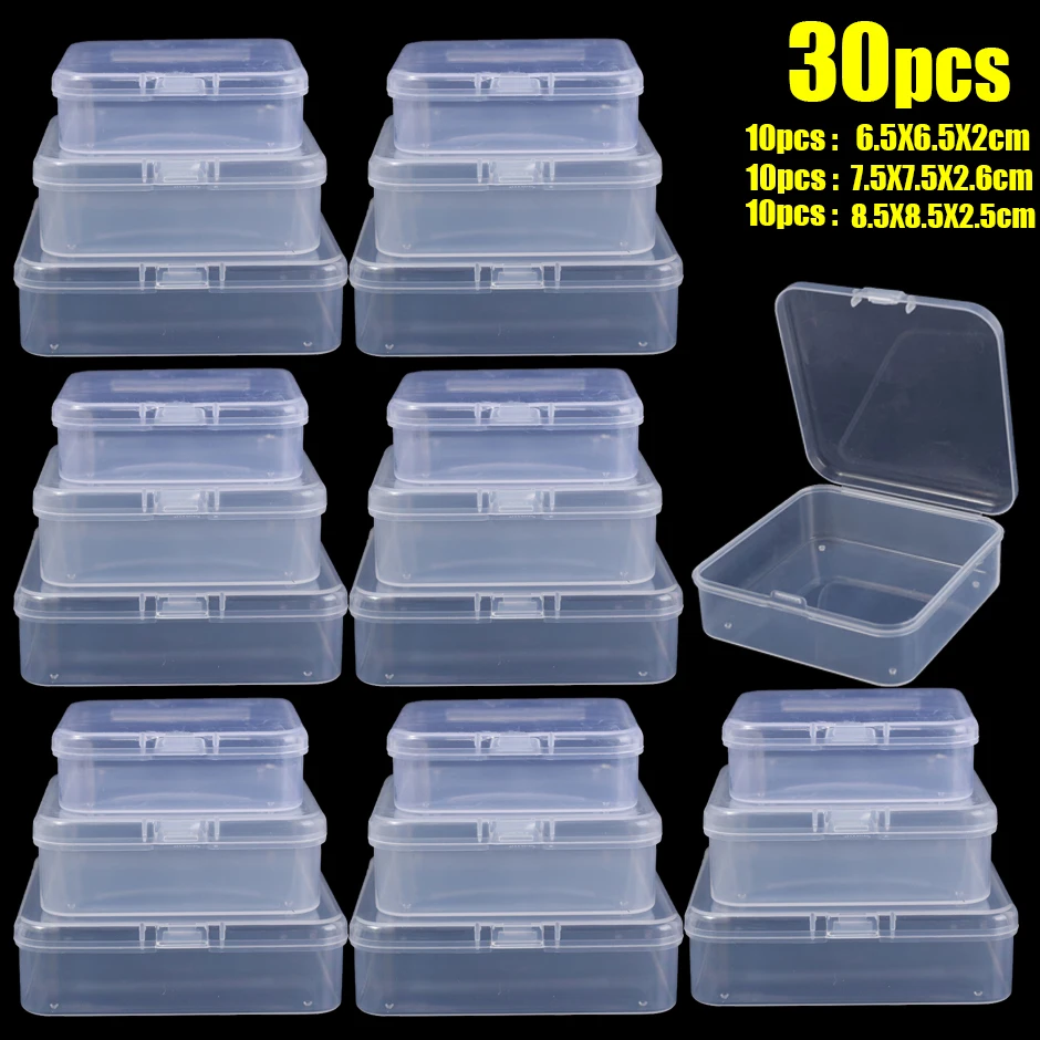 12 Pack Plastic Clear Storage Box Organizer Small Storage Case Containers  Toy Ring Jewelry Organizer Makeup Case Craft Container