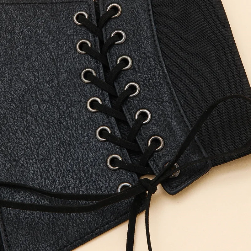 Punk Corset Wide Belts Women Slimming Body Elastic Bustier Waistband PU Leather Hip Hop Gothic Dress Girdle Body Shaper body shaper waist trainer corset bustier top waist corset lace corset
