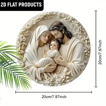 2D Wooden Baptism Prayer Theme Round Hanging Ornament | 7.9Inch/20cm Indoor/Outdoor Wall Door Decoration 1