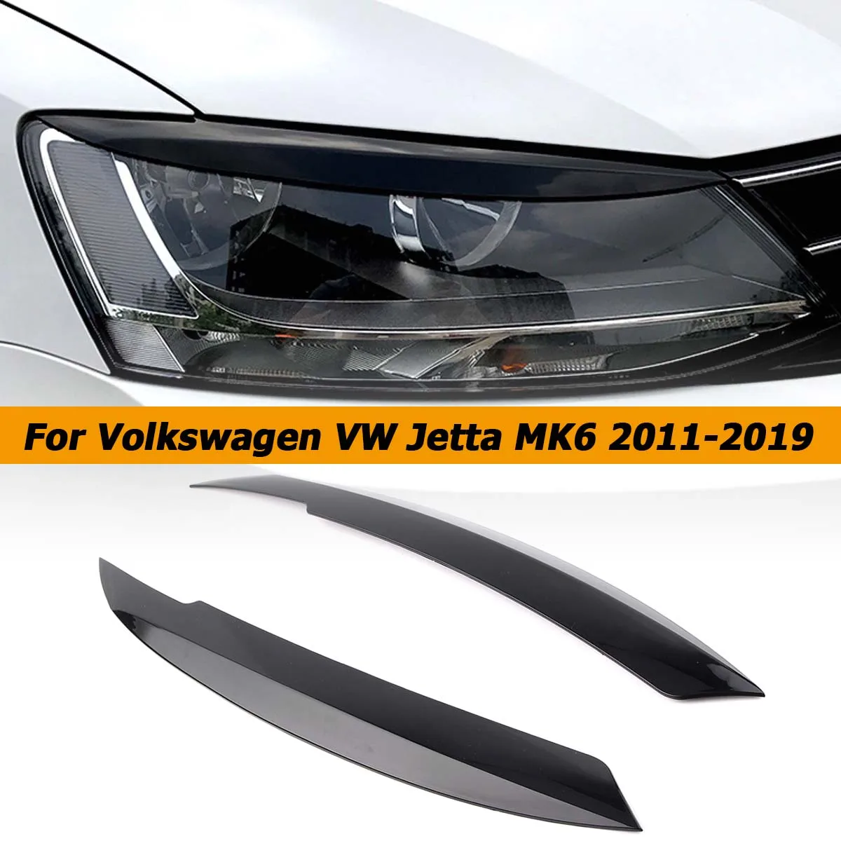 For Volkswagen VW Jetta MK6 Sagitar NCS 2011-2019 Front Headlight Eyelid  Eyebrow Trim Cover Eye Lids Sticker Car Accessories