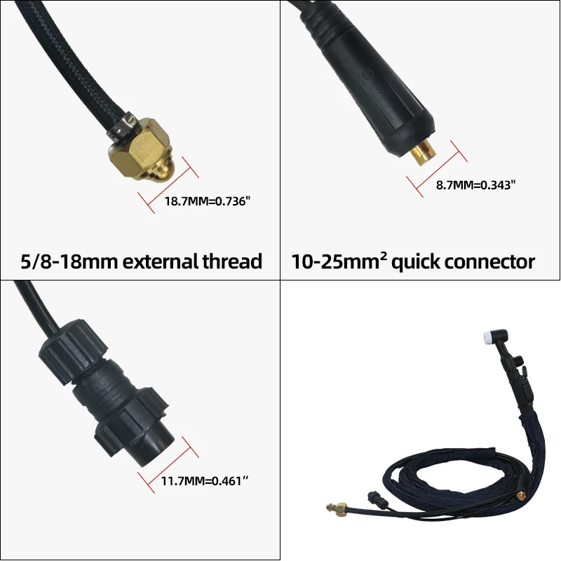 مكونات أداة اللحام WP17V بطول 2.5 متر، تبريد هوائي...