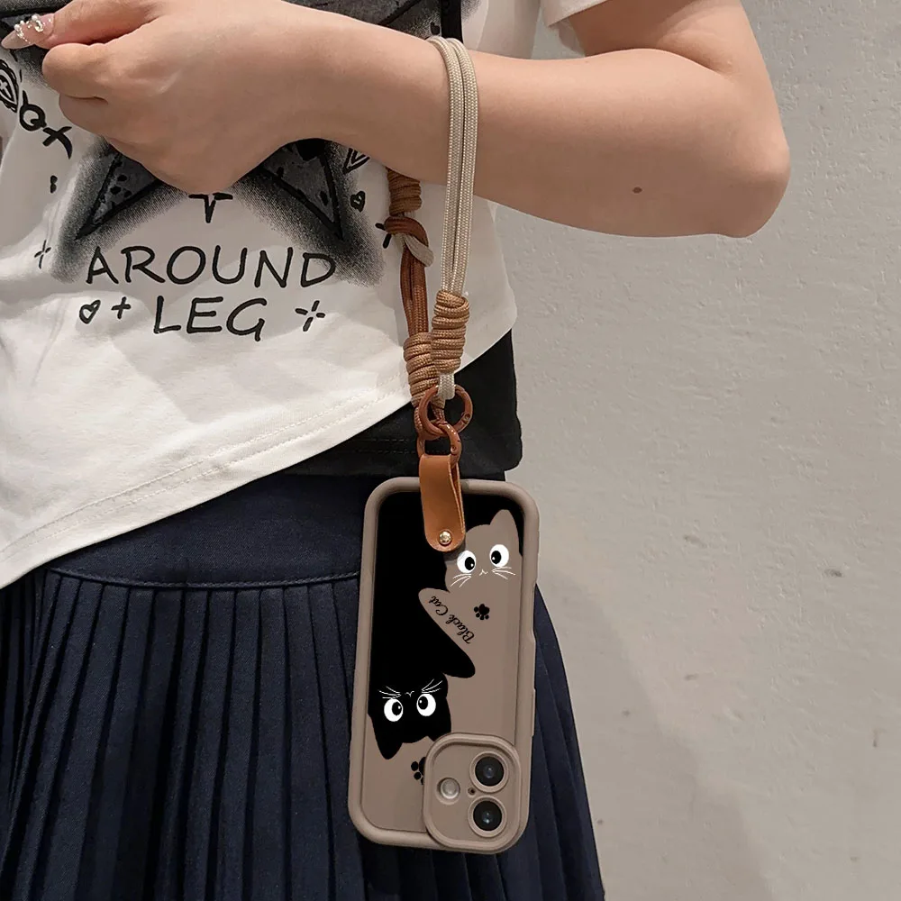 Lovely Cat Design Wrist Lanyard Case with Hand Strap Cover