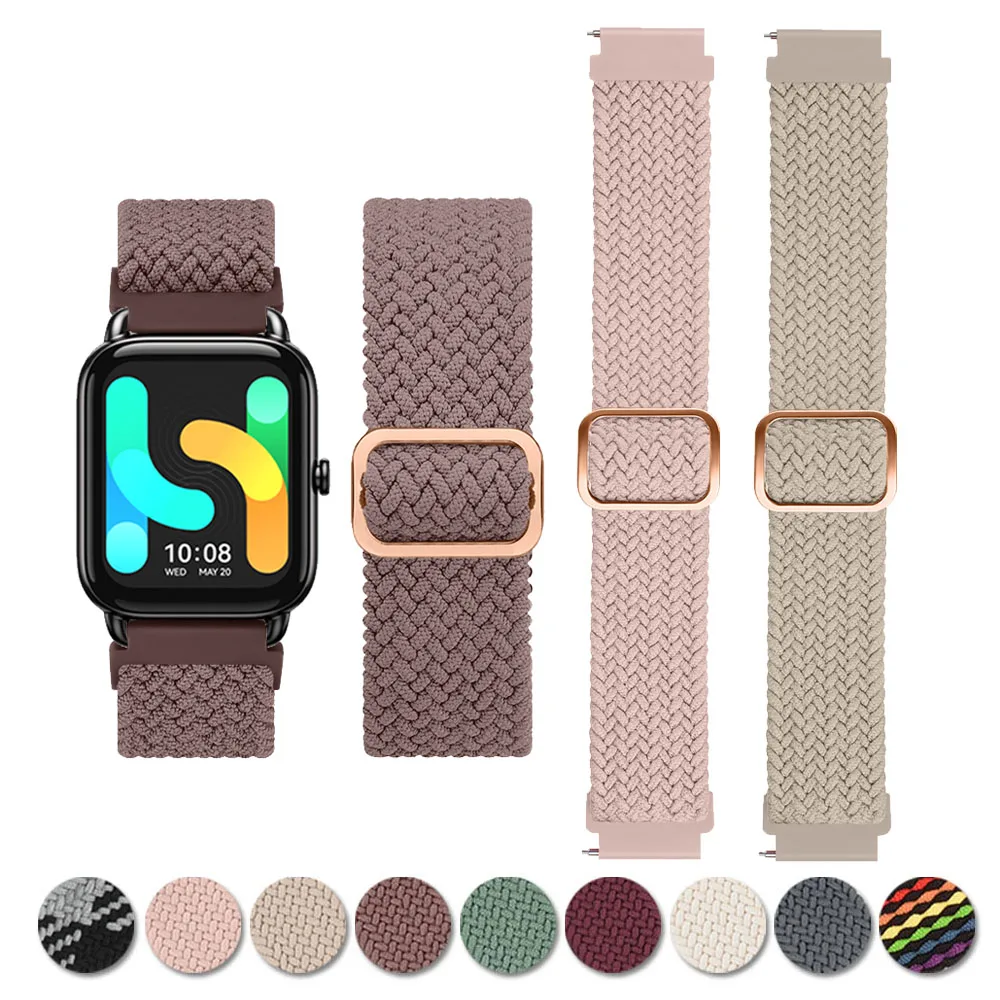 

20mm Elastic Braided Band For Xiaomi Mibro Lite/Color/Air Strap Bracelet For Haylou RS4 LS12/RS4 Plus/Ls02 Band Wristband