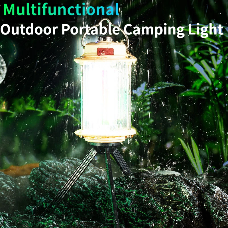 

Multifunction Portable Camping Lantern with Magnetic Rechargeable Outdoor Emergency Work Lamp Dimmable Ambient Light for Fishing