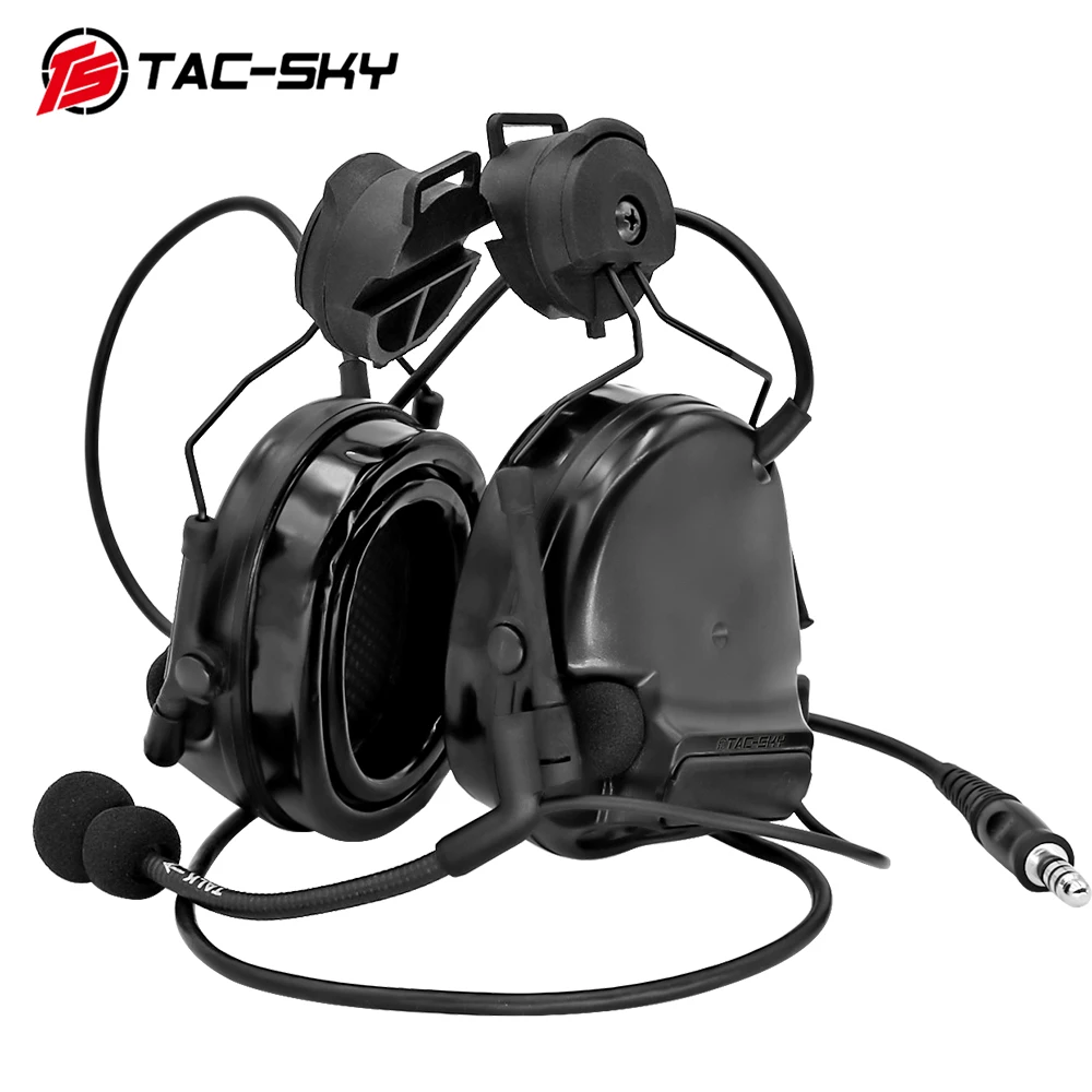 TAC-SKY COMTAC III Tactical Helmet ARC Stand Outdoor Hunting Headphone Noise Cancelling Sports Tactical Walkie Talkie tactics ptt for comtac msa earmor tca tri nato plug headset for prc 148 prc 152 tactical 6 pin walkie talkie