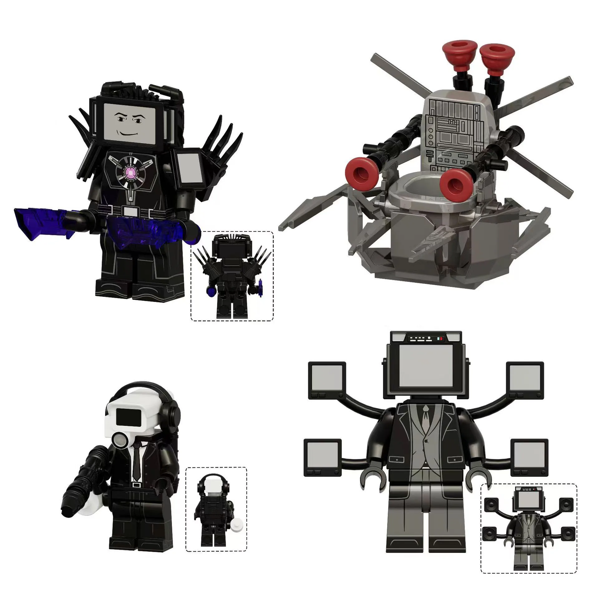 KDL828 Skibidi Toilet Mini Model Brick Suspended Toilet Man MOC Puzzle Assemble Action Figure Building BlocksToys Birthday Gifts 4
