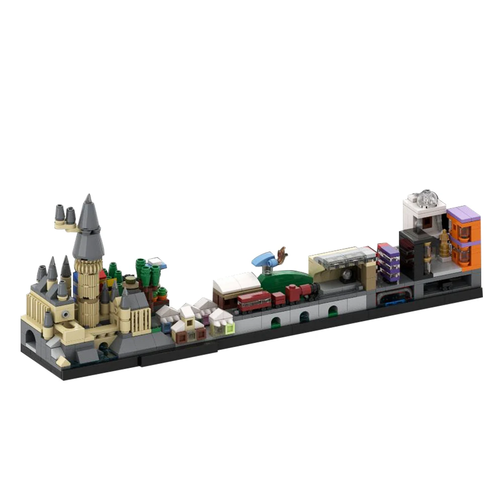 

Gobricks MOC-22348 Skyline Architecture Building Block set Classic movies Magic School Building Collect Brick Toys Children Gift