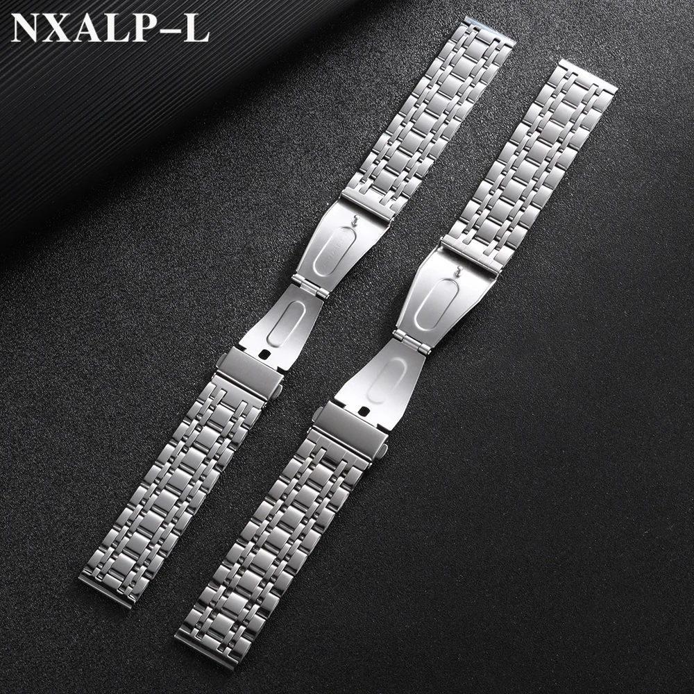 Polished Stainless Steel Universal Watch Strap Bracelet, 20mm/22mm