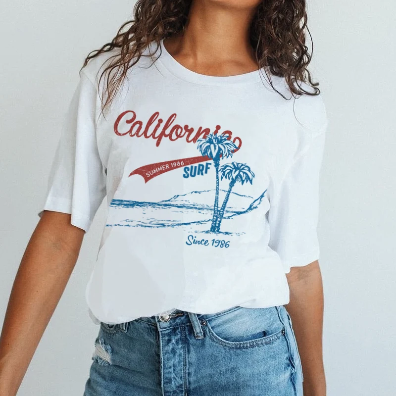 

Футболка женская с графическим принтом, Повседневная Свободная пляжная рубашка для отпуска в стиле Калифорния, серфинга, модный топ в винтажном стиле, на лето