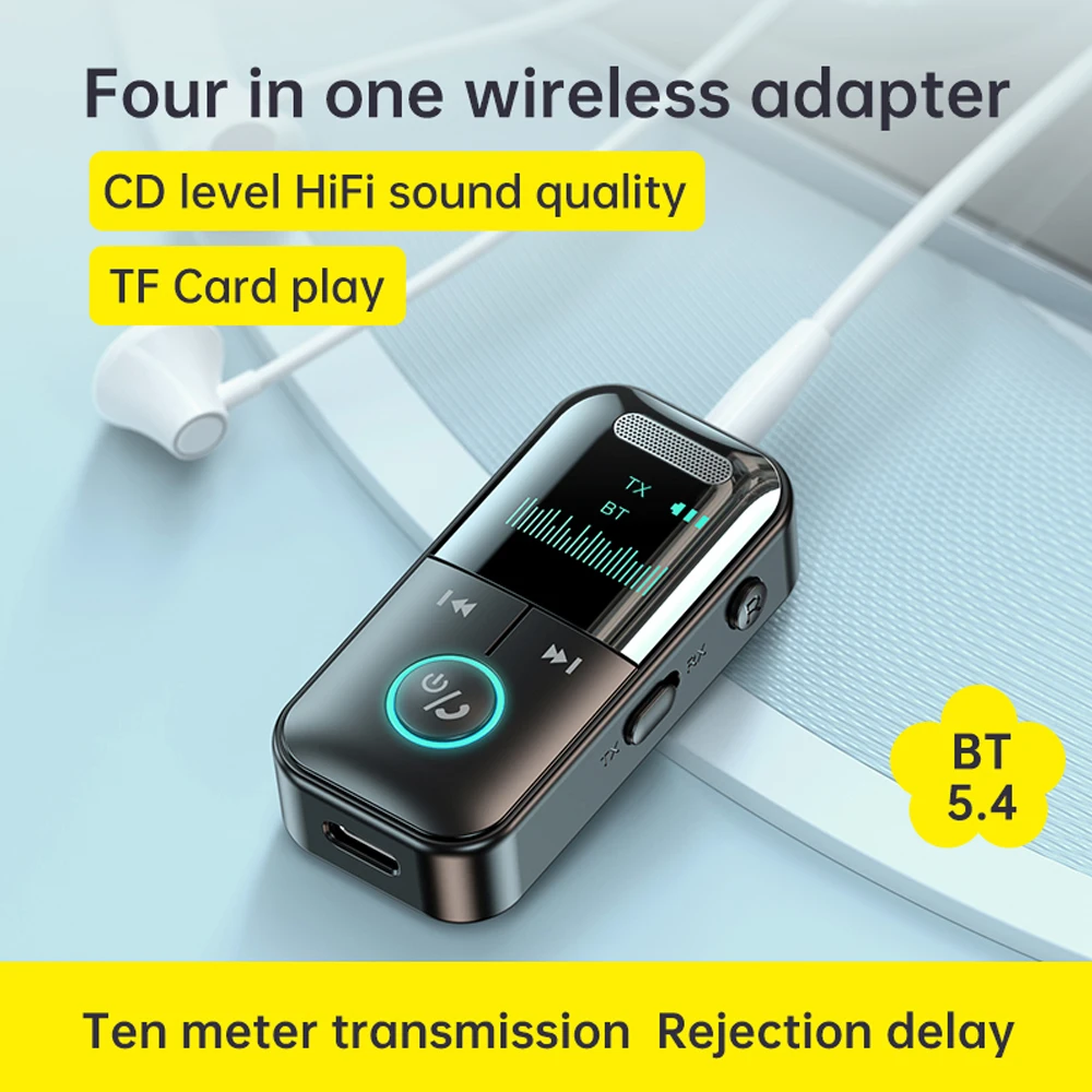 Wireless Bluetooth Adapter Transmitter Receiver Audio Car Music Headphone Speaker 200mA Battery Support TF Card