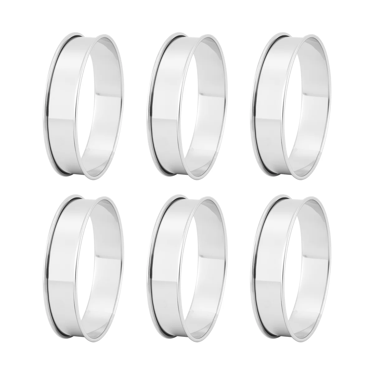 6 Pack 4 Inch Double Rolled English Muffin Rings, Stainless Steel Crumpet Rings, Tart Round