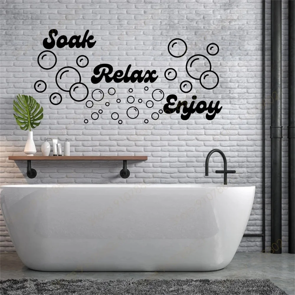 

Soak Relax Enjoy Words Vinyl Wall Sticker Art Home Decor Bathroom Decals Window Decoration Removable Interior Design Murals