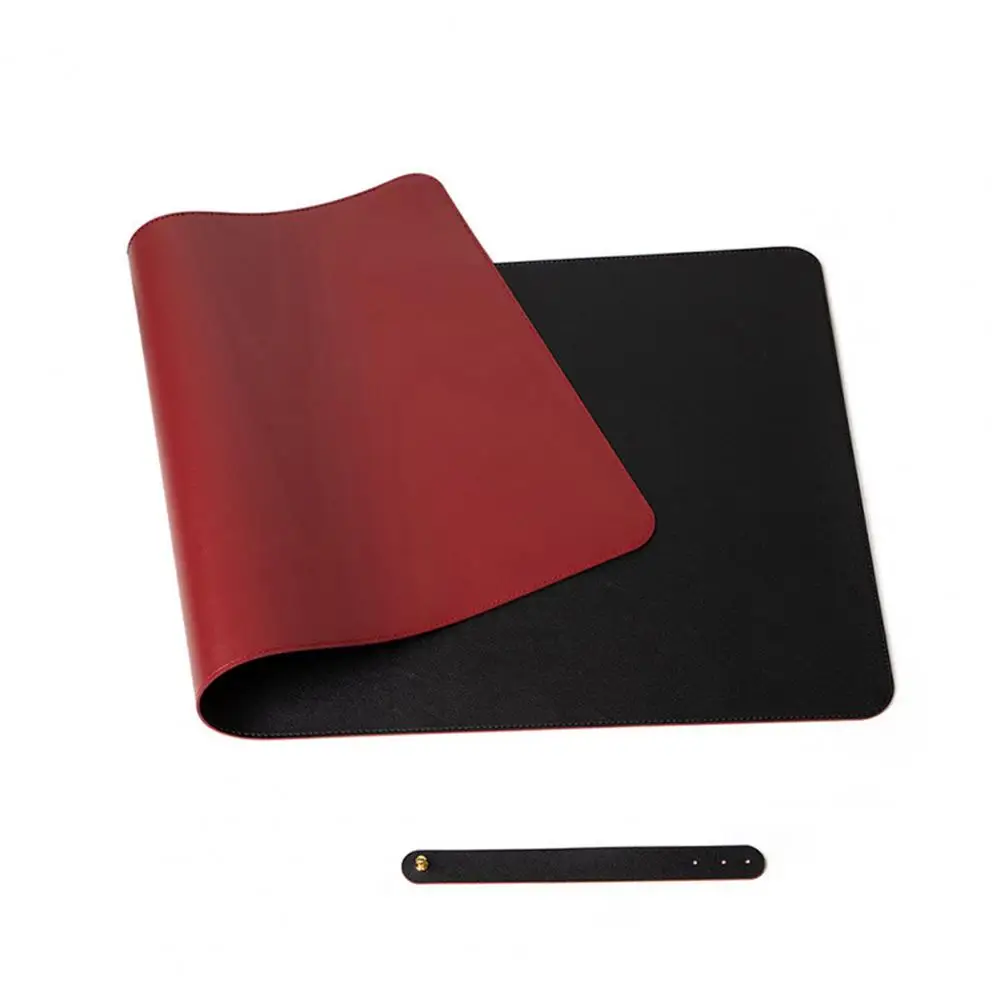 Mouse Pad Gaming Mousepad Stain Resistant PVC Strap Design Faux Leather Decorative Smooth Surface Desk Keyboard Mat