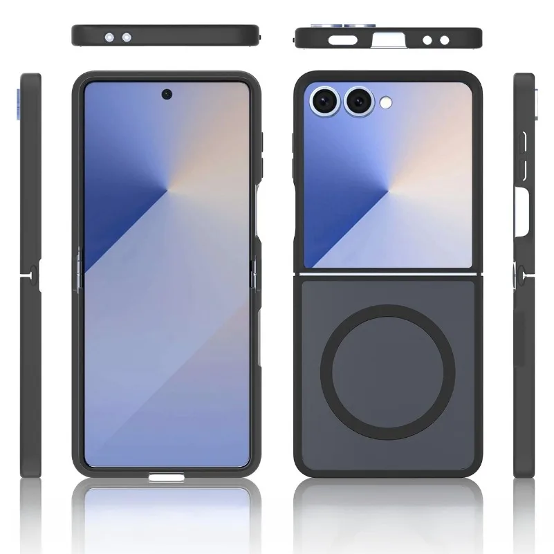 Luxury Slim Matte Translucent Case for Flip Phones - Magnetic Wireless Charging Compatible Armor Cover