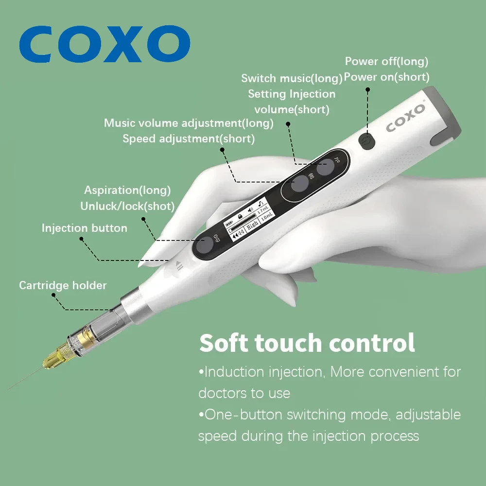 

COXO GENI Dental Anesthesia Injector Booster With LCD Display Painless Local Anestheisa Injector No Pain Wireless Oral Injection