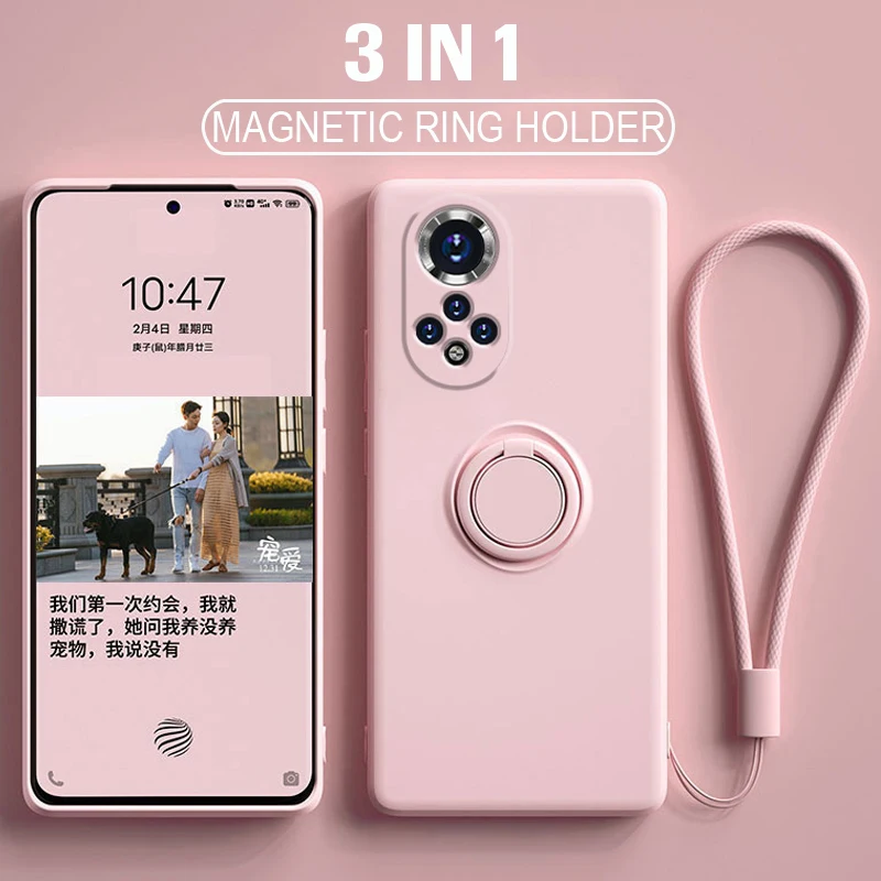 Magnetic Ring Holder Case For Huawei Honor 50 70 Pro 50se 20 Pro Nova 9 Soft Liquid Silicone Stand Finger Bracket back Cover_voghion.com