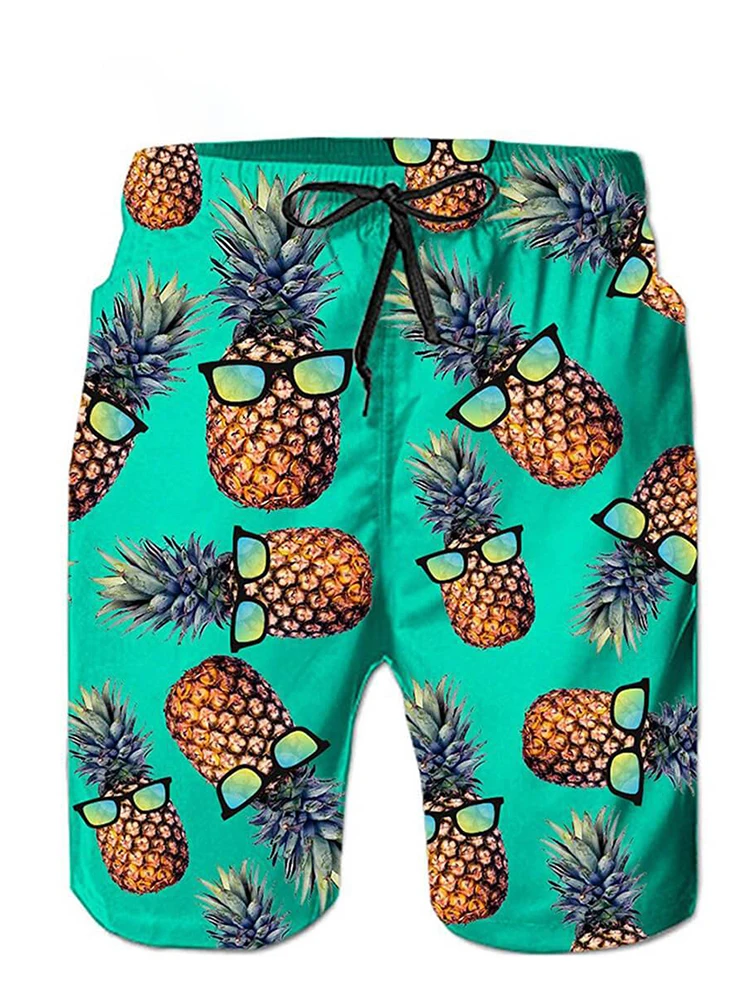 Funny Pineapple Mens Swimwear Beach Shorts Surf Board Shorts Sportwear Pant Boy Short Swimsuit Kids Summer Briefs Swimming Trunk 5