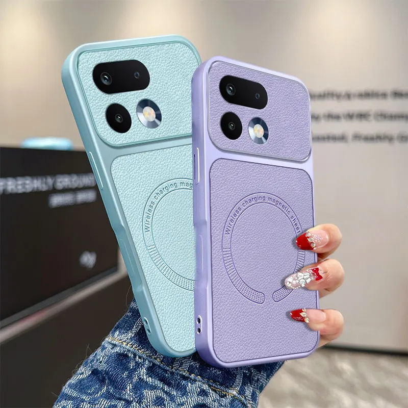 Magsafe Magnetic PU Leather Texture Shockproof Lens Protection Case